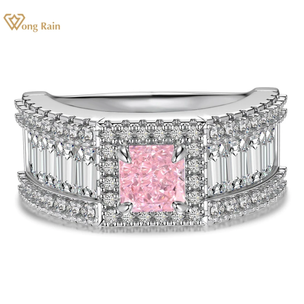 

Wong Rain 925 Sterling Silver Sparkling Crushed Ice Cut 5MM Lab Sapphire High Carbon Diamond Gems Rings Fine Jewelry Wholesale