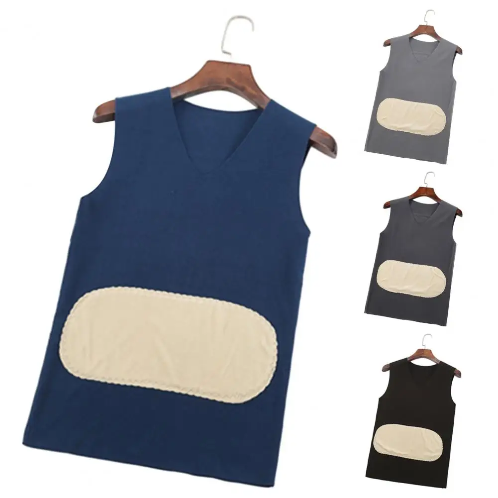 Thickened Plush Vest Double-sided Velvet Unisex Winter Vest Thermal Tank Top for Plus Size Thickened Elastic V Neck Patchwork