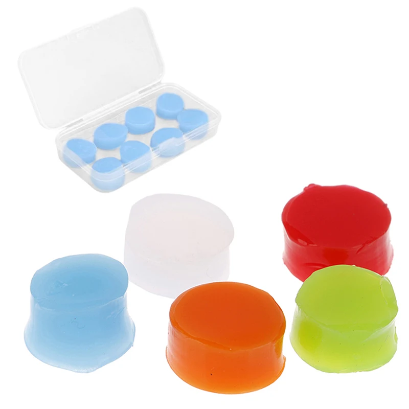 Tapones de silicona para los oídos, tapones para los oídos con reducción de ruido, anticancelación, aislamiento acústico, protección para dormir, reutilizables, 8 unids/lote por caja