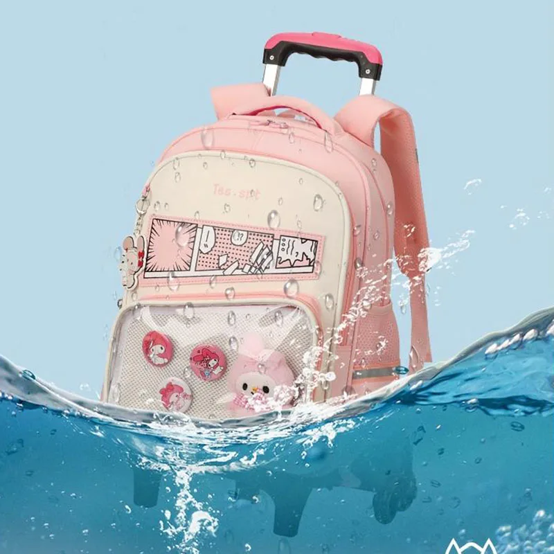 2025 New Comic Backpack with Wheels Mochilas Escolares Infantil Back to School Bags for Girls Student Schoolbag Trolley Bagpack