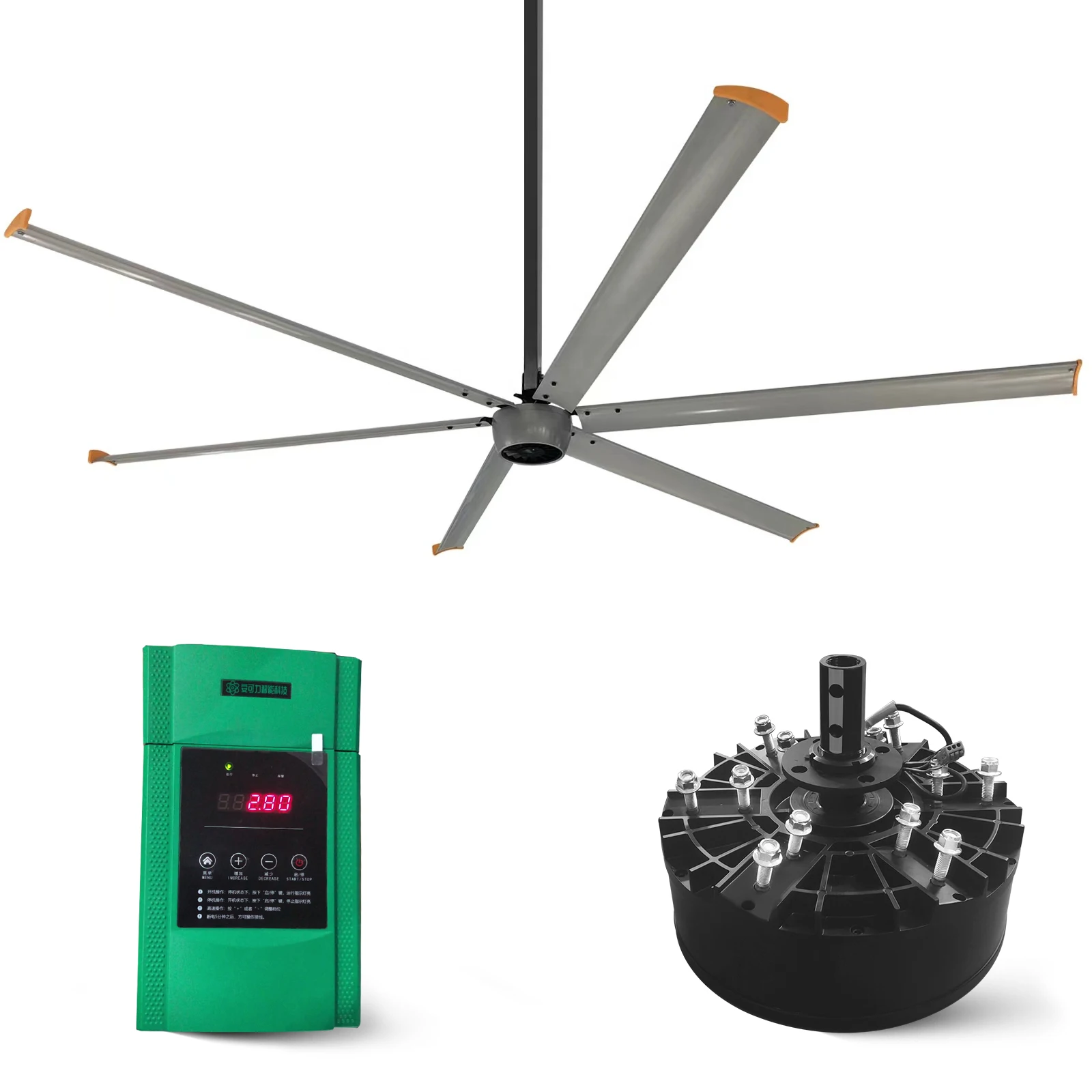 

AMTHI 12ft 14ft 16ft 3600mm Big Wind Ceiling Fan Industrial Low Noise PMSM Roof Infudtrial BLDC 24ft Ceiling Hvls Fan