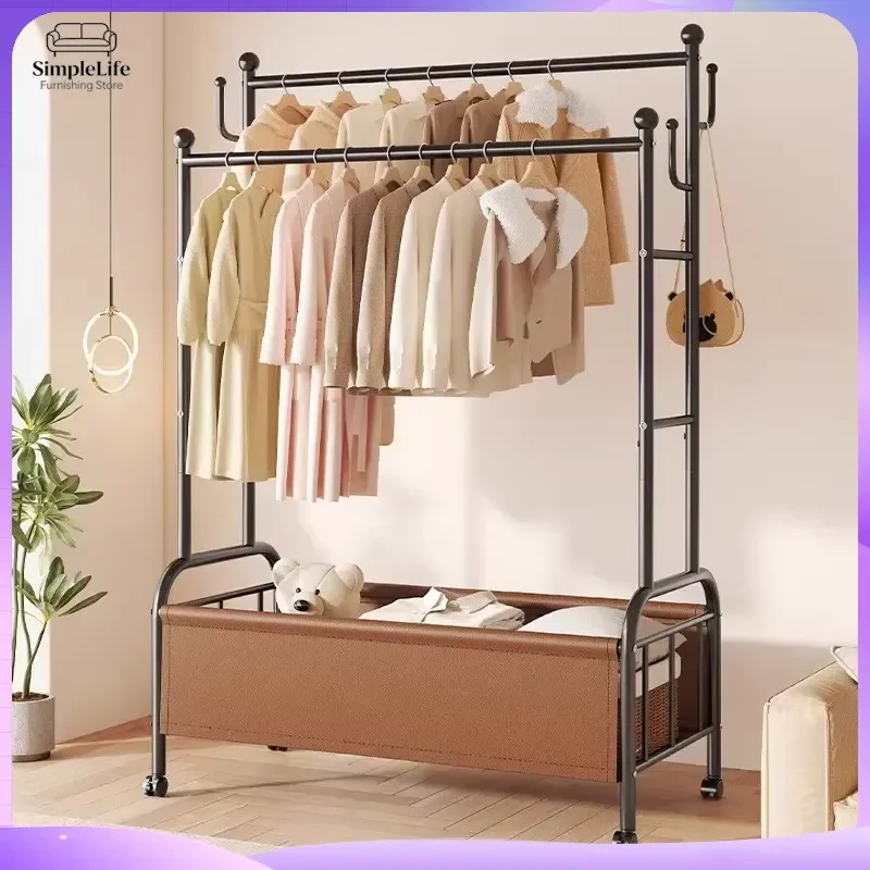 Cream Style Metal Coat Rack Bedroom Luxury Clothing Storage Stand Removable Hanger Modern Home Decor Furniture Organizer