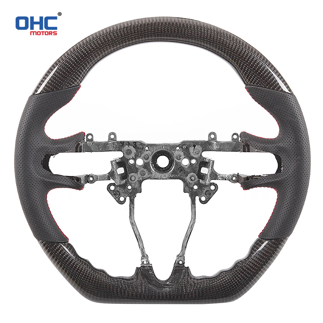 عجلة قيادة من ألياف الكربون الحقيقية 100% من OHC لجيل 8 من Honda CIVIC 8TH FIT CITY مصنوعة من الجلد المثقوب المخصص بدون وسادة هوائية