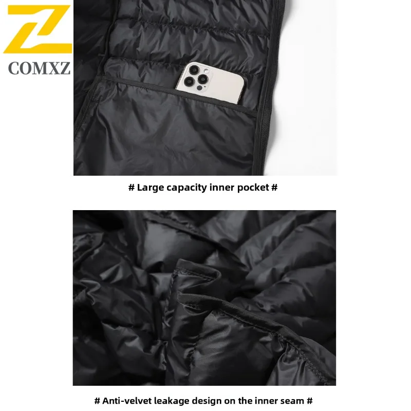 COMXZ Premium Down Jacket Men 2025 Business Casual Stand Collar Lightweight Parka Office Travel Fashion Comfort Winter Wear