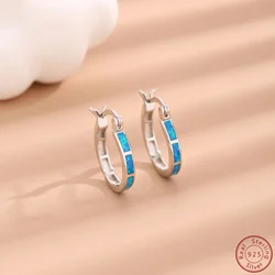 Gorąca sprzedaż 100% 925 sterling silver w Europie i Ameryce modne niebieski opal kolczyki modne przesadzone okrągłe kolczyki