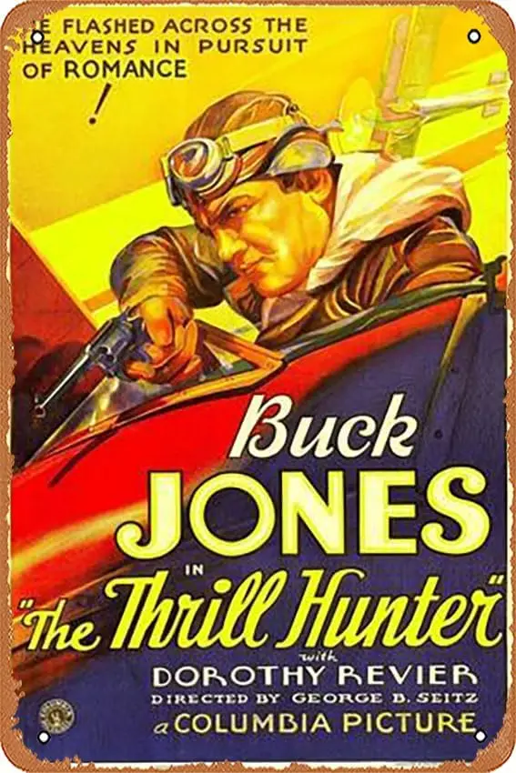 Metal Tin Sign   - The Thrill Hunter, Jones, 1933 - Poster Metal Plaque Cafe, Bar, Home Wall Decor