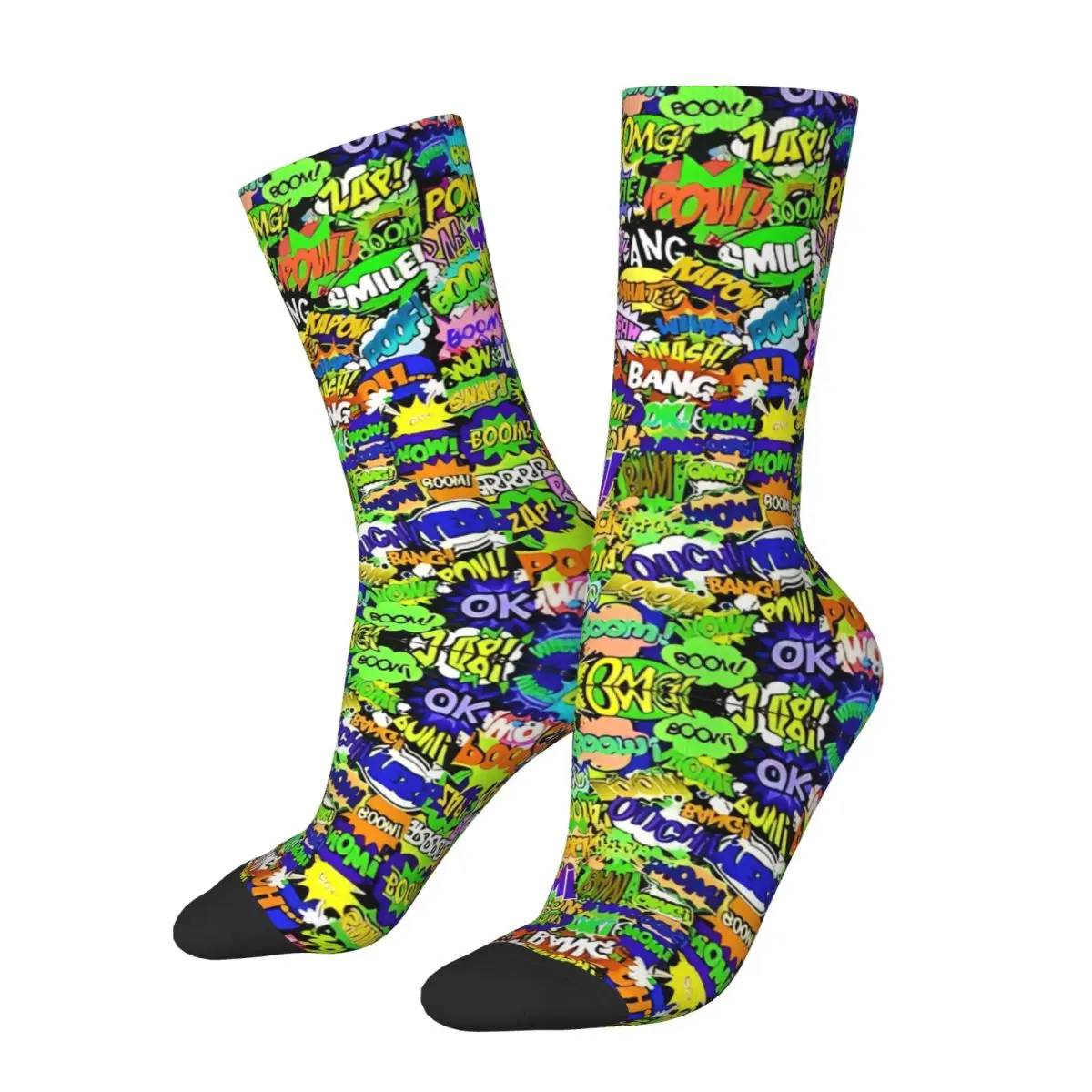 Men's Socks Comic Book Explosion Vintage Graffiti Art Pattern Stockings Autumn Gothic Soft Breathable Socks Graphic Socks