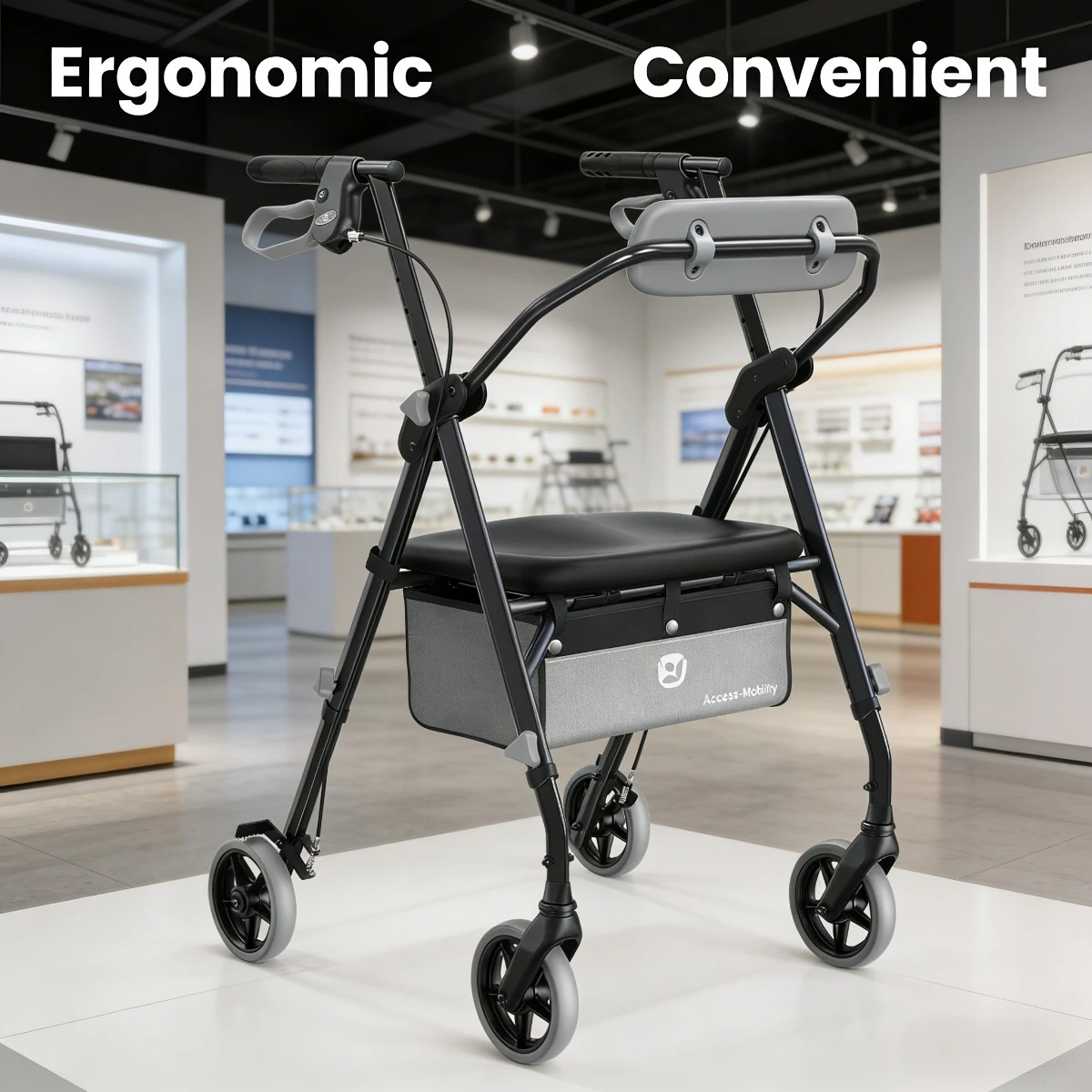 

Брендовые ходунки для пожилых людей, подарок для людей среднего возраста, 60-80 лет, с сиденьем и роликами, макс. нагрузка. 350 фунтов, с сиденьем и спинкой