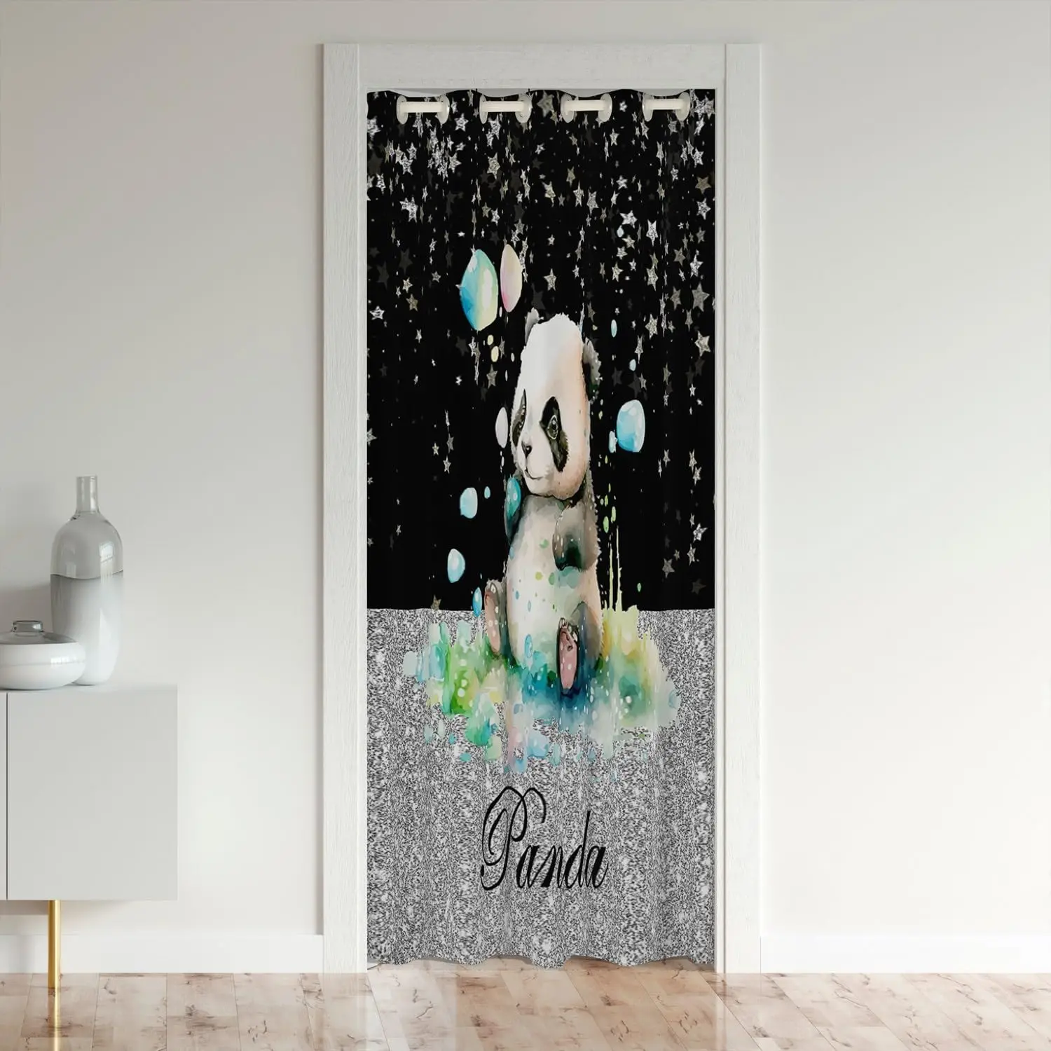 Zoo Panda Animal Sock Door Curtains Doorway Privacy Closet Curtain for Bedroom Kitchen Darkening Divider Curtain Cover Decor