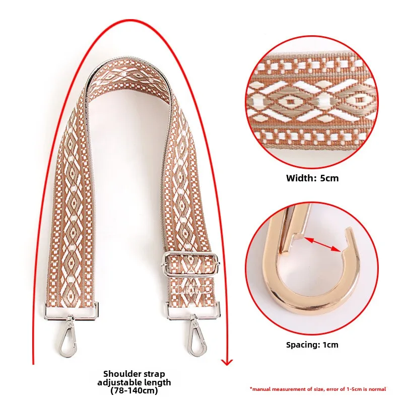 5cm wide shoulder bag strap Adjustable  Retro Embroidery bag strap for crossbody  bag accessories   camera  sacs à bandoulière