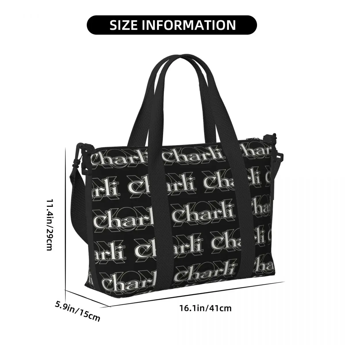 Custom C-Charli XCX Beach Tote กระเป๋าผู้หญิงนักร้องอังกฤษช่องใหญ่ Beach Gym กระเป๋าเดินทาง