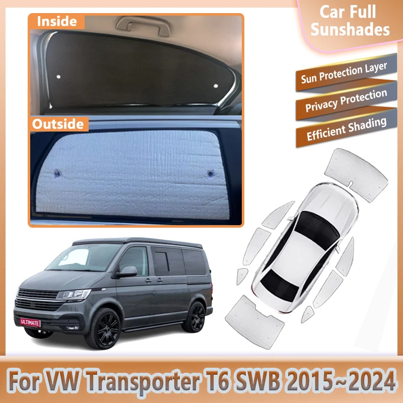 

Автомобильные полные солнцезащитные козырьки для Volkswagen VW Transporter T6 SWB 2015 ~ 2024, анти-УФ-защита, козырек на лобовое стекло, аксессуары для покрытия