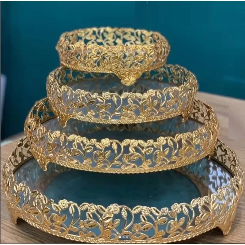 A set of 3 different sizes of food trays, server utensils, coffee cup trays, decorative trays, dessert trays