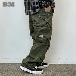 American Streetwear Army Green Cargo Pants For Men High Quality Hip Hop Skateboard Baggy Pants Korean Fashion Trousers Male