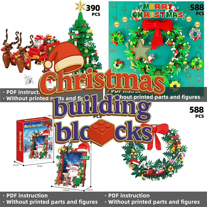 DIY Xmas GiftsMultiple Kits (Tree, Wreath, Train, Santa Sleigh)2025 Christmas Building Blocks Set