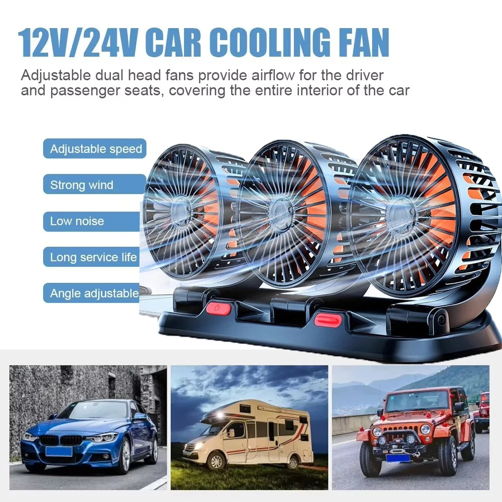 

5V / 12v / 24V Car USB Fan Cooling Car Fan Dual Head Car fan 3 Speeds Adjustable For Auto Cooler Air Fan Car Accessories fan