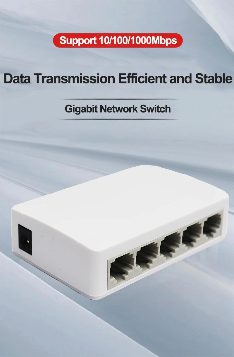 5-Port-Gigabit-Ethernet-Switch 10/100/1000 Mbit/s Desktop-Netzwerk-Switch, Plug & Play, automatischer MDI/MDIX, RJ45-LAN-Hub für das Heimbüro – Detail 1