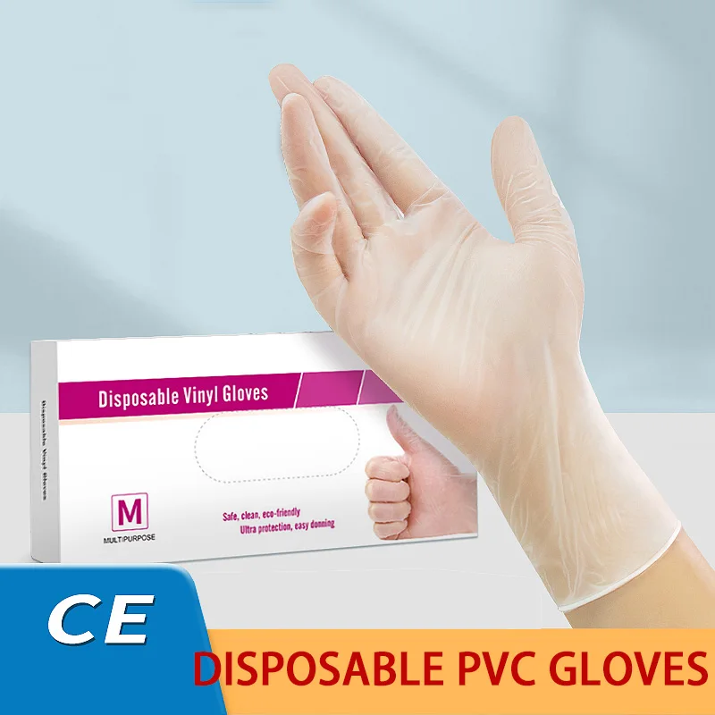 100 disposable gloves Food grade PVC catering baking latex clear thickened kitchen protective gloves