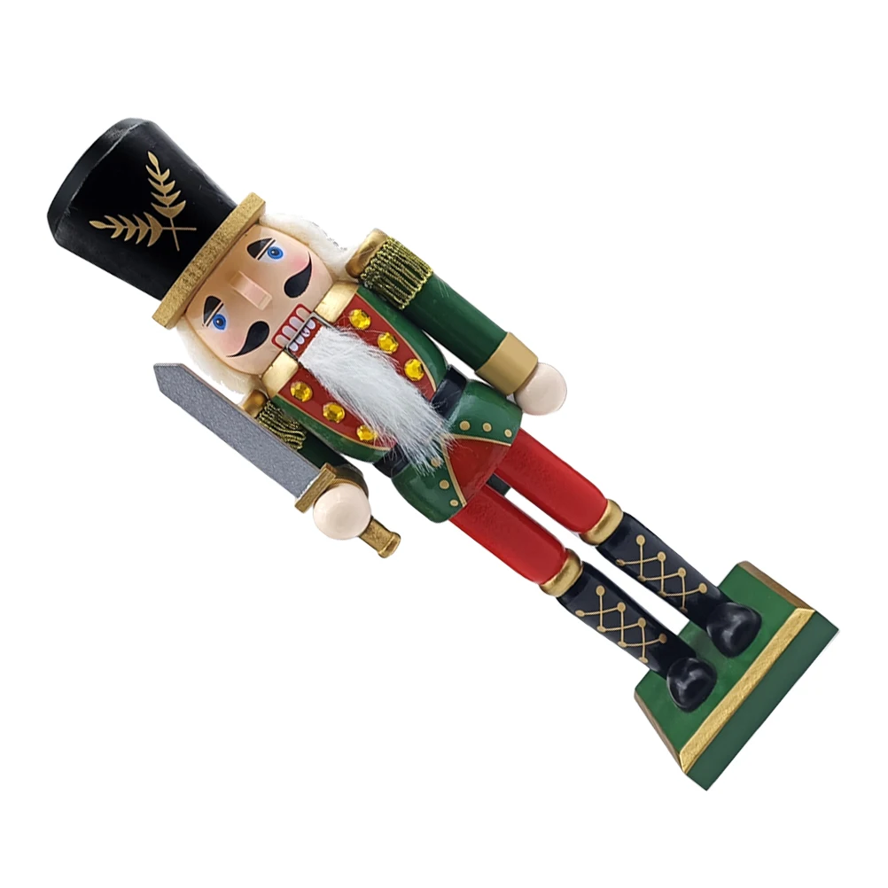 

Wooden Nutcracker Christmas nament Gold Figures Man Decor Craft Holiday Gift Desktop Table Decoration Christmas Tree Accessories