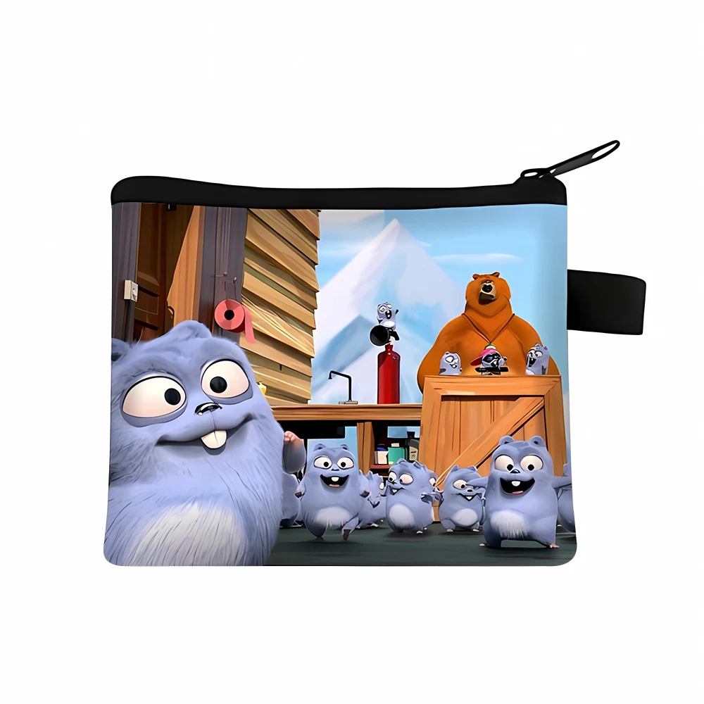 Grizzy and The Lemmings Coin Purse Cute Cartoon Allover Printed Wallet Portable Fashion Casual Zipper Handbag Kids Birthday Gift