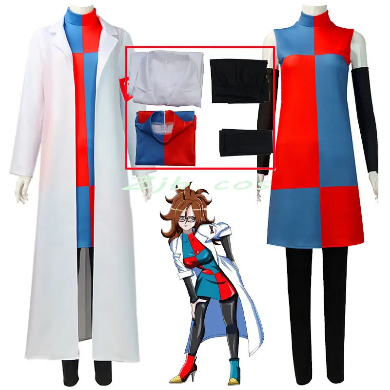 

Anime Vomi Cosplay Fighter Z Android #21 Cosplay Costume 21 Dr Fighting White Cloak Doctor Uniform Full Outfits