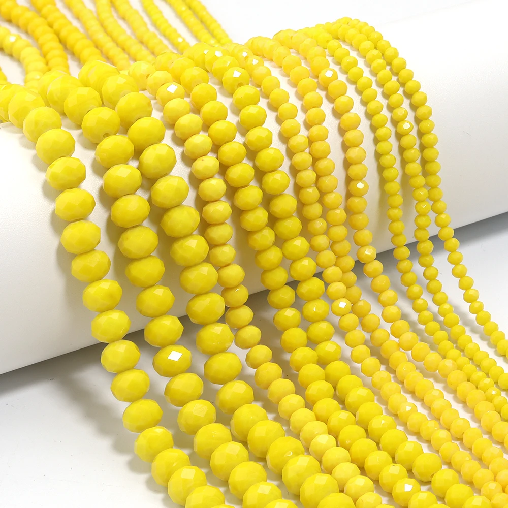 3/4/6/8mm Rondelle Faceted Crystal Beads Porcelain Yellow Abacus Glass Loose Beads For Jewelry Making DIY Bracelets Necklace
