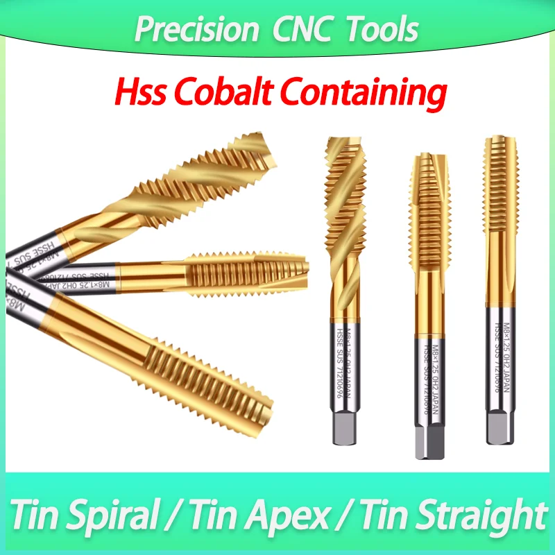 

Метрический кобальтовый метчик M35 HSS с титановым покрытием, прямая/спиральная флейта, машинная резьба для металла M2 M2,5 M3 M4 M5 M6 M8 M10 M12 M14 M16