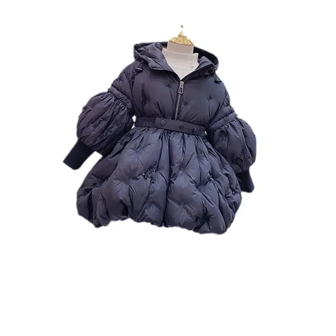 Manteau mi-long rembourré en coton pour enfants, veste pour moyens et grands enfants, vêtements pour filles, hiver, nouveau, 2023