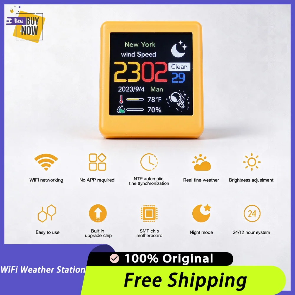 Smart WiFi Weather Station Type-C Temperature and Humidity Detector Desktop Intelligent Weather Clock Gifts