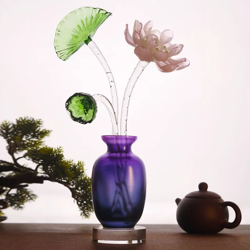 Luxury Glazed Lotus Vase Pair for Living Room Decor Elegant Ceramic Flower Arrangement Holder TV Cabinet Entrance Ornament