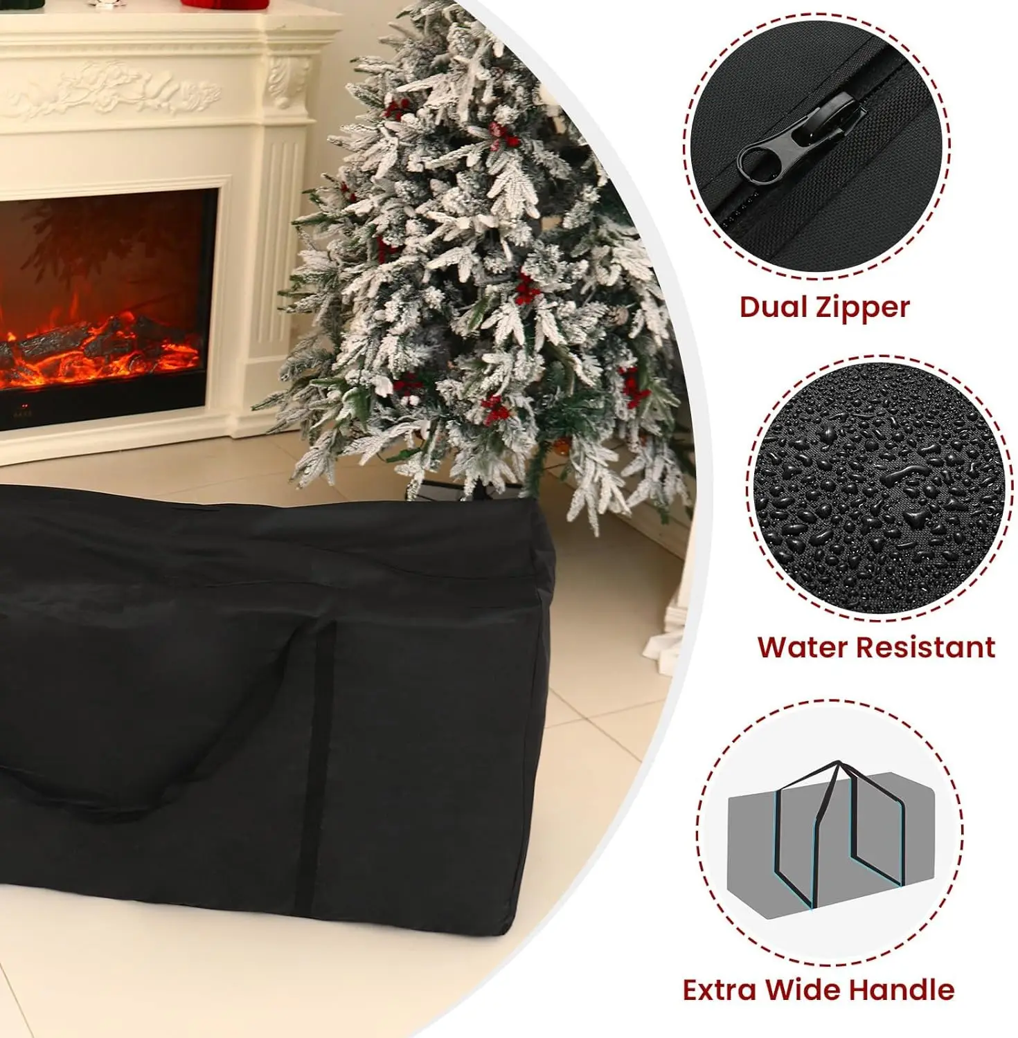 حقيبة تخزين شجرة عيد الميلاد، تناسب أشجار صناعية تصل إلى 12 قدمًا، أكياس تخزين كبيرة جدًا مقاومة للماء مع مقابض وسحابات مزدوجة