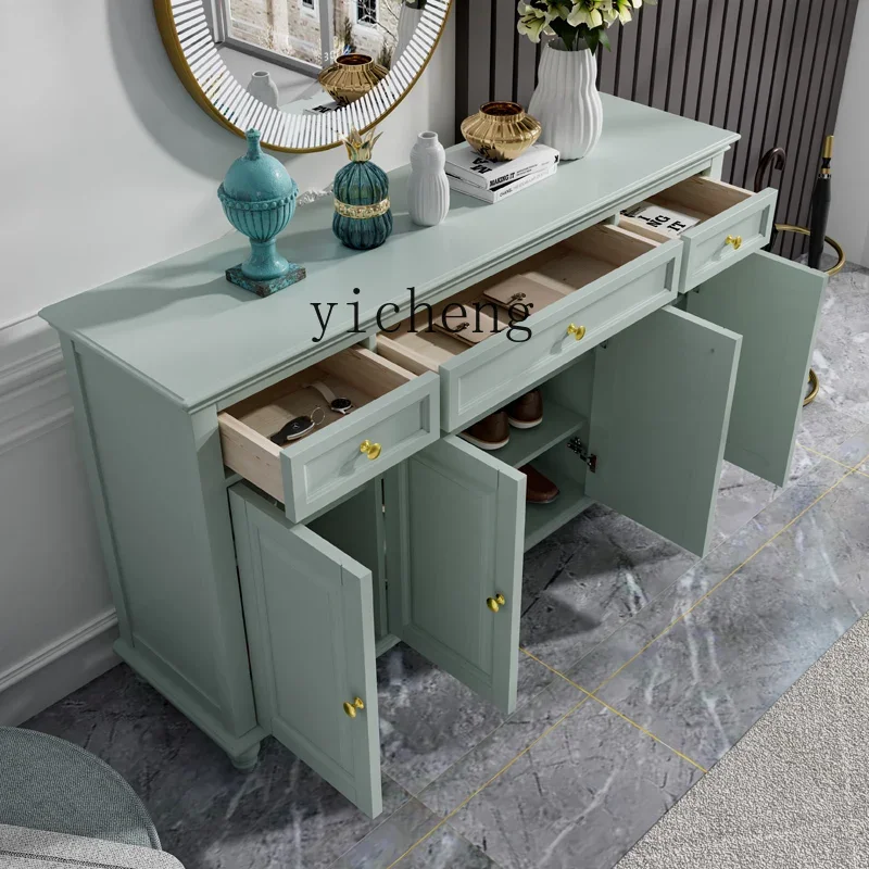 

ZZ Solid Wood Shoe Cabinet Marble Home Entrance Cabinet Living Room Storage Modern Minimalist