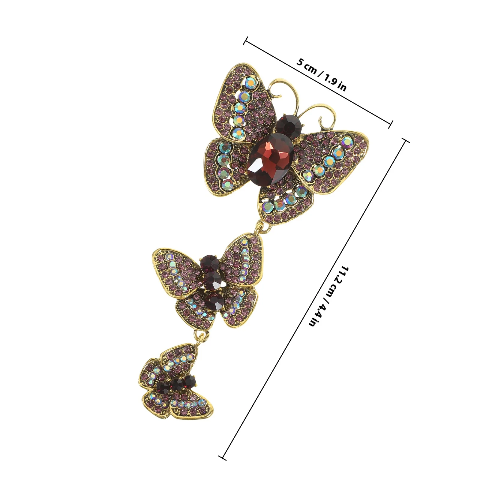 Broche de borboleta roxo strass pino xale cachecol chapéu lapela jóias para roupas femininas acessório terno decoração moda