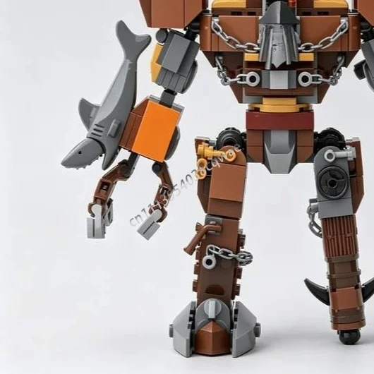 NEW 339PCS Pirate Giant Mech Robot Remake Model Custom Puzzle Building Blocks DIY Assembly Toy Collection Display Festival Gifts