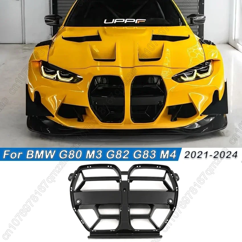 For BMW G80 M3 G82 G83 M4 2021 2022 2023 2024 CSL Style Car Front Bumper Grilles Style Gloss Black Hood Grill With ACC