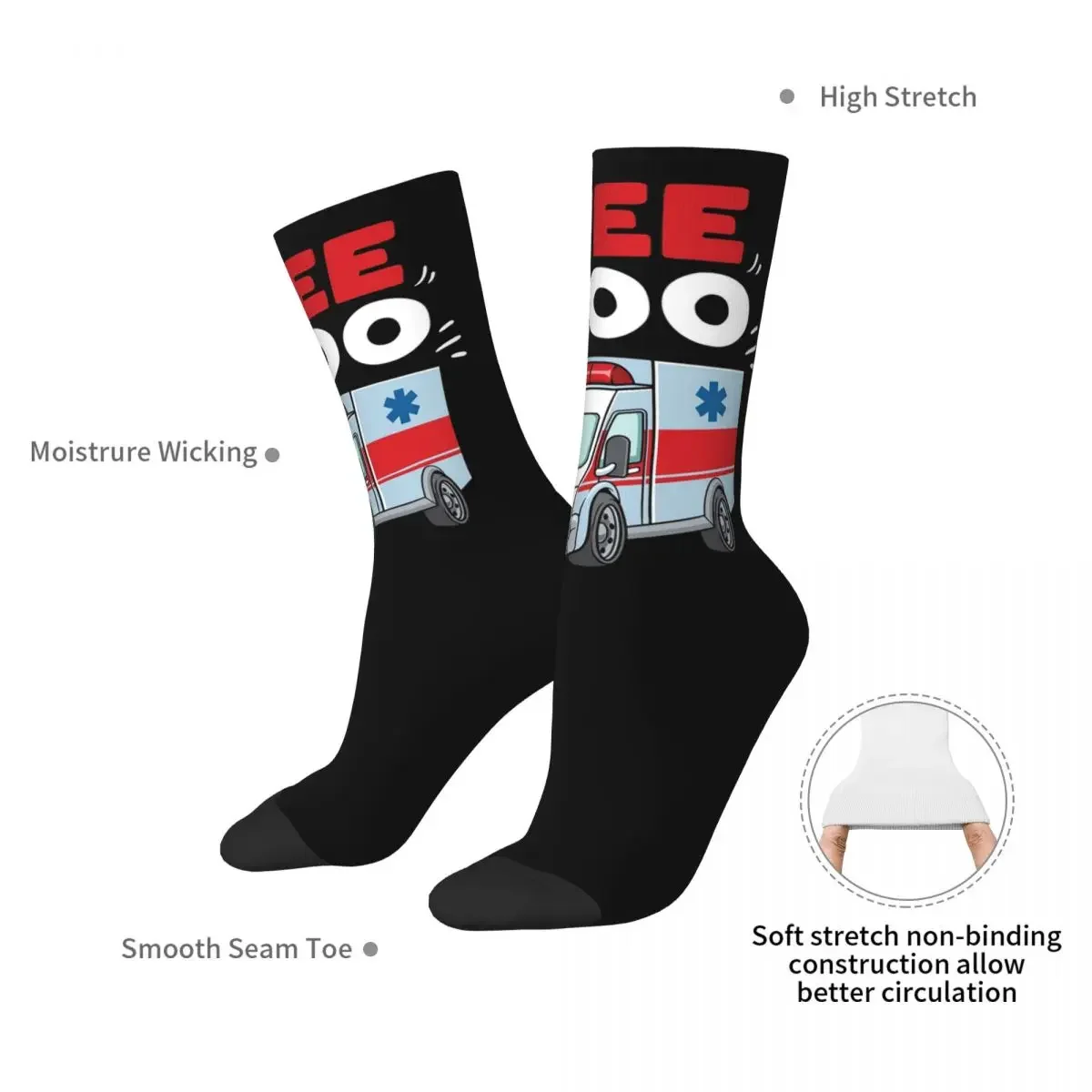 Wee Woo Ambulance Paramedic Emergency Medic Gift Socks Harajuku Soft Stockings All Season Long Socks Accessories for Unisex