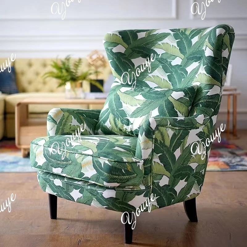 

American country small apartment leisure lazy recliner high back bedroom balcony single fabric sofa