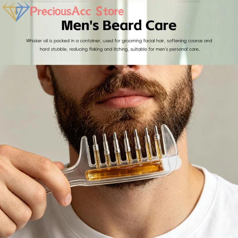 .Hot Sale-1PCS Transparent Essential Oil Applicator Massage Comb With Built-In Liquid Reservoir Rolling Metal Teeth For Women