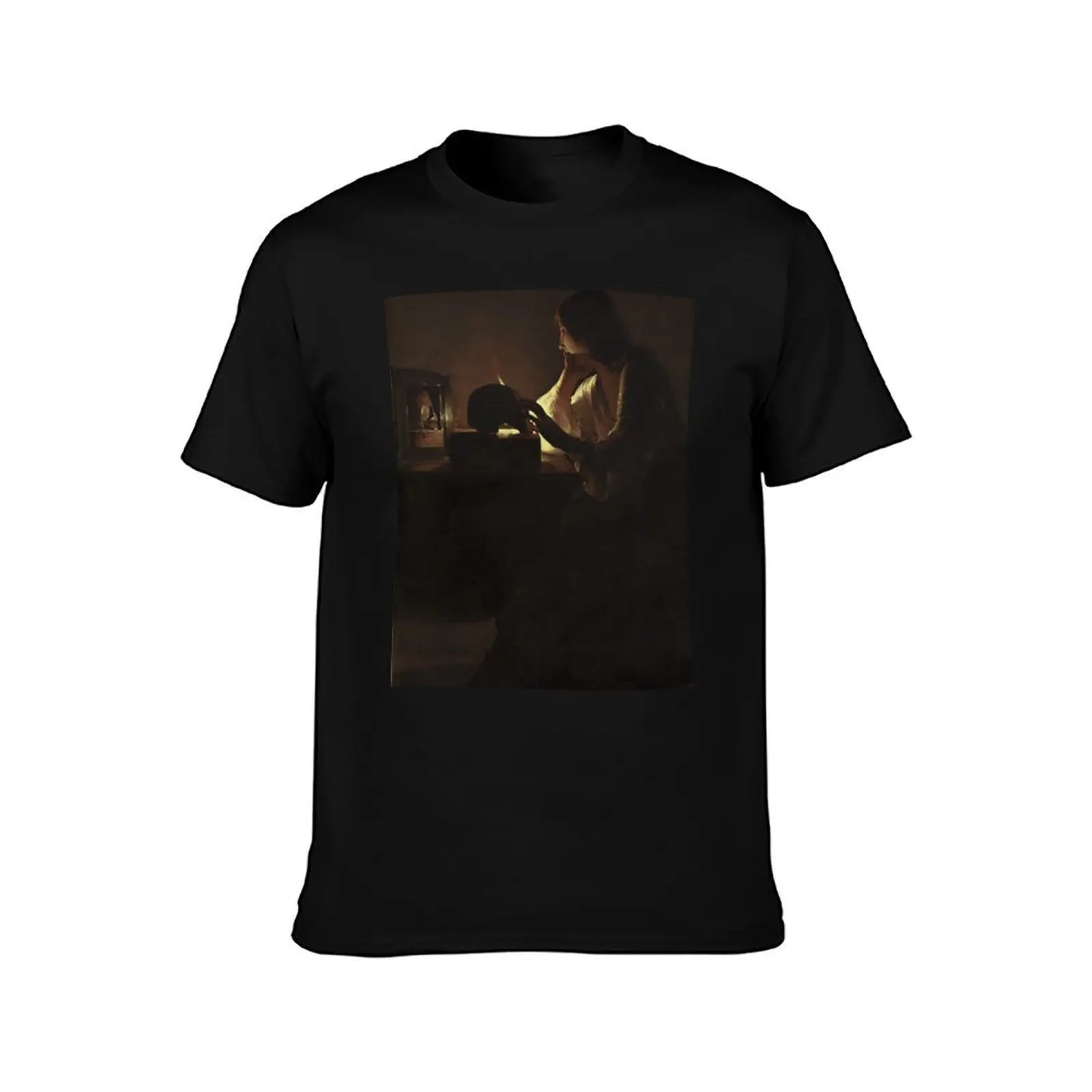 Georges de La Tour. The Repentant Magdalen, 1635-40. T-Shirt, Summer Casual Cotton Tee, Oversized Streetwear Tops, 100% Cotton