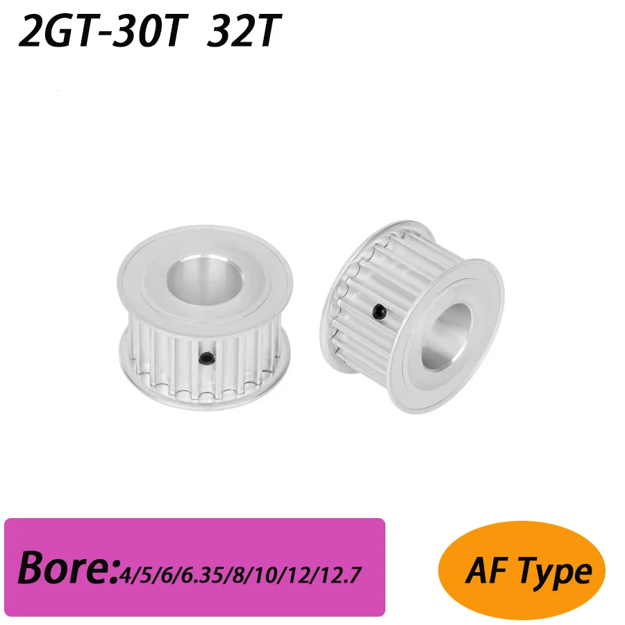 2GT 30T/32Teeth AF Type Belt Pulley Printer Parts Synchronous Wheel Aperture 4/5/6/6.35/8/10/12/~8K3 Belt Pulley Width 7mm