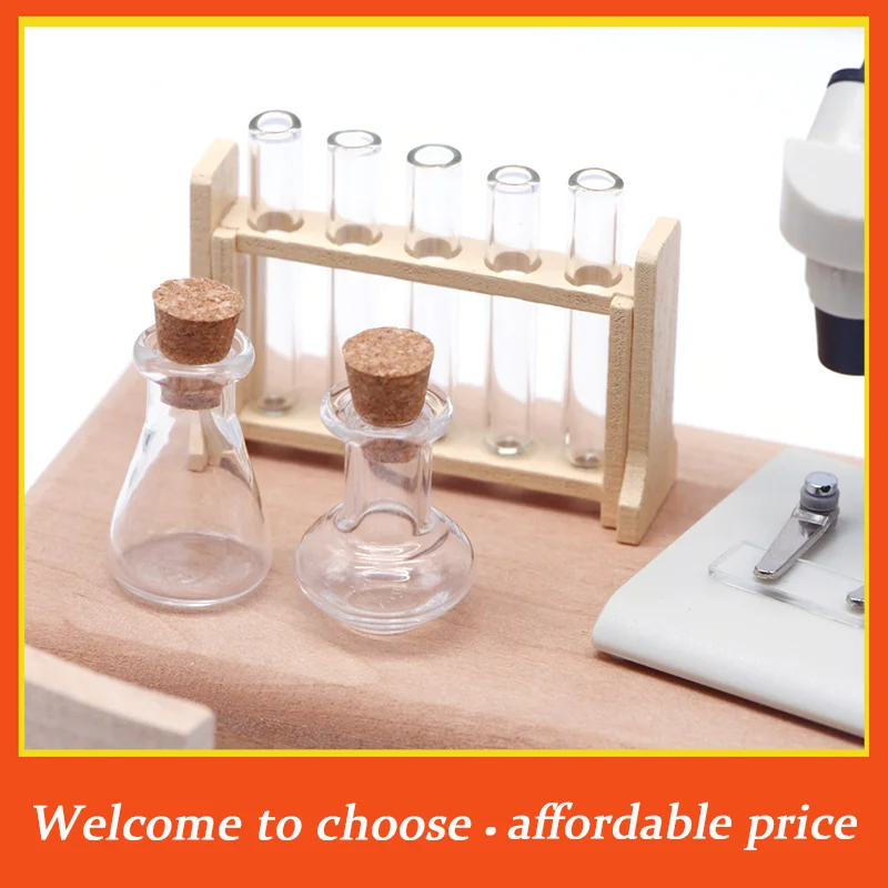 

*1Set new 1:12 Dollhouse Miniature Test Tube Measuring Cup with Rack Laboratory Model Decor Toy Doll House Accessories