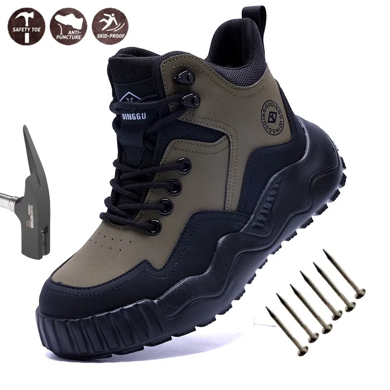 

Steel Toe Non Slip Anti-puncture Indestructible Safety Shoes Protection Safety Shoes Anti-smash Boots Work Hiker Boots for Men