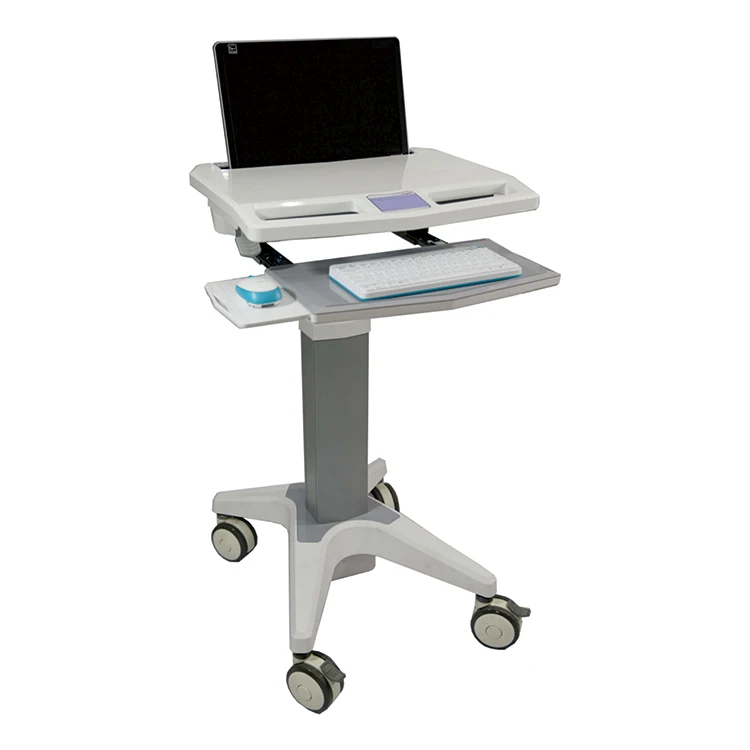Mobile Laptop Desk Cart Stand Adjustable Portable Computer Trolley Silent Casters Aluminum ABS Central