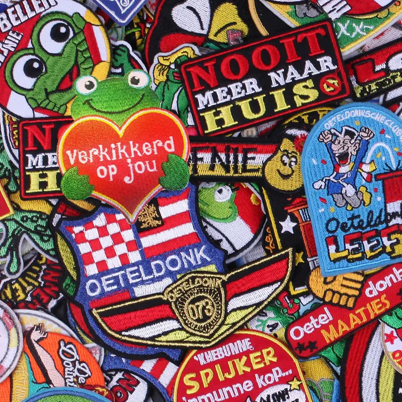 10/30/50pcs Random Oeteldonk Emblem Patch Emblemen Carnival for Netherland Iron on Frog Embroidery Patches for Clothing Stickers