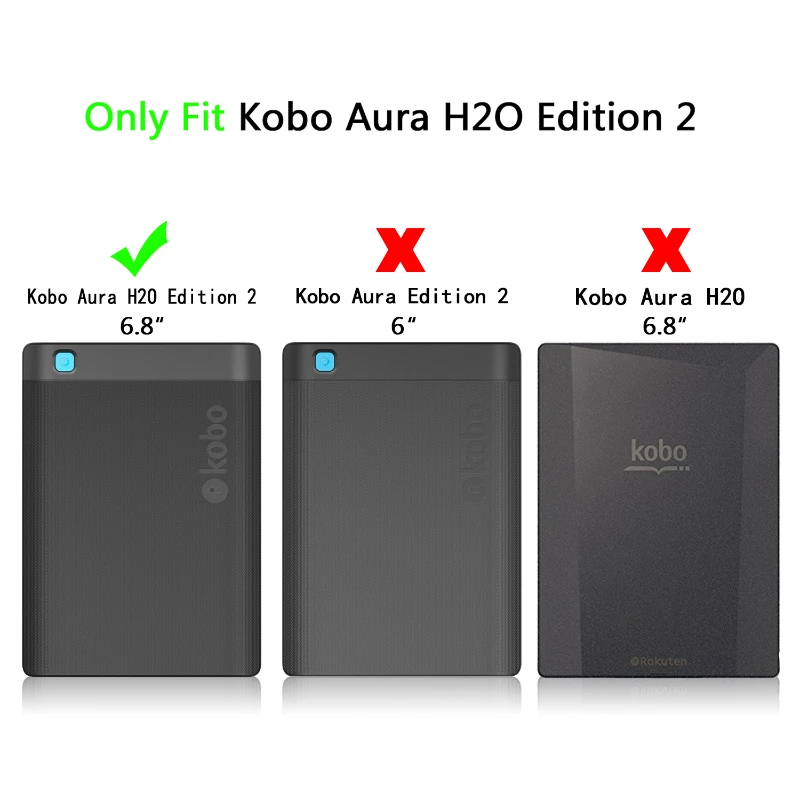 6.8 inch e-Books Case For Kobo Aura H2O Edition 2 2017, UltraThin PU+PC Leather Hard Cover for Kobo Model N867 Protective Shell