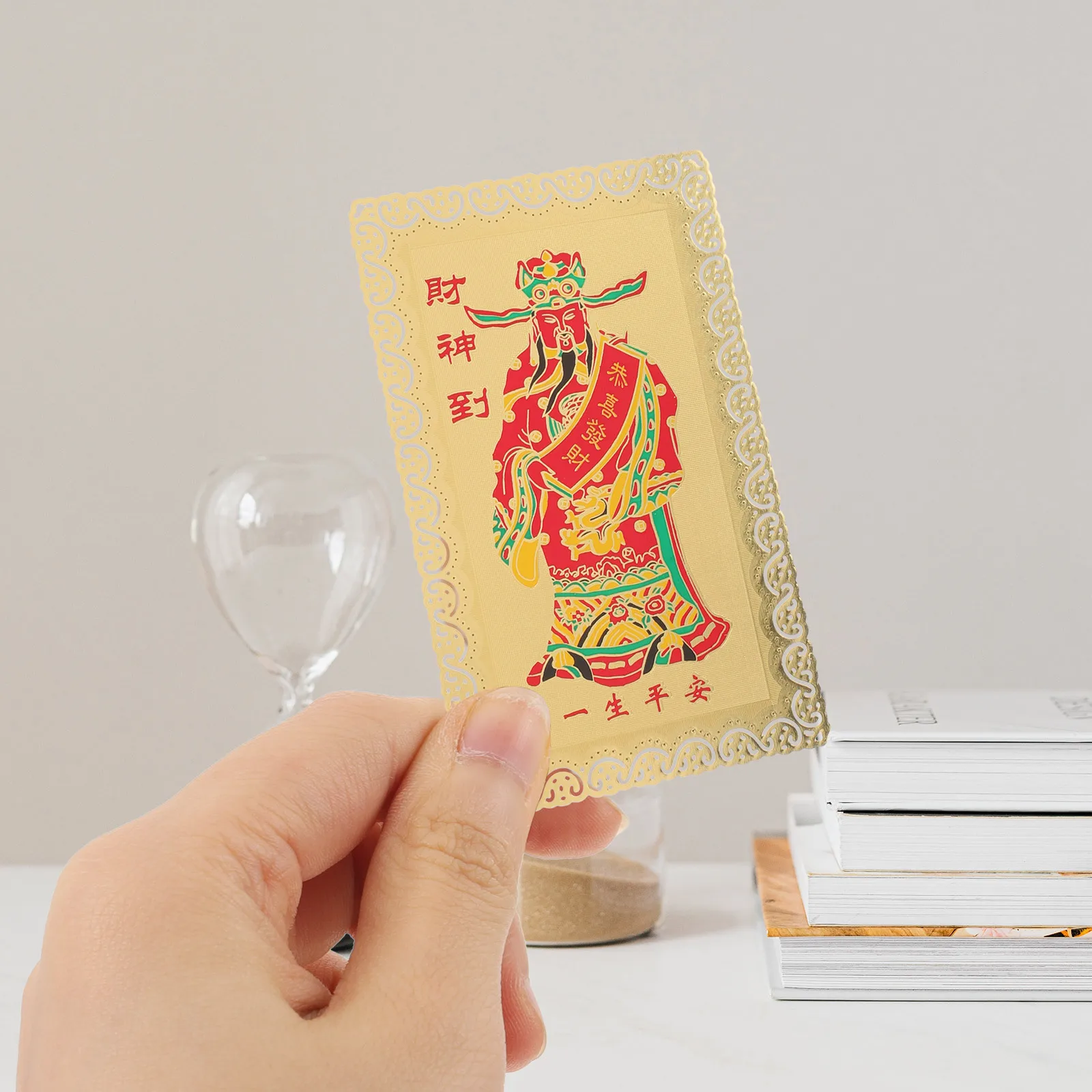 

Chinese Amulet Card The God of Fortune Compact Lightweight Luck Card Decorative Auspicious Blessing Amulet Cards