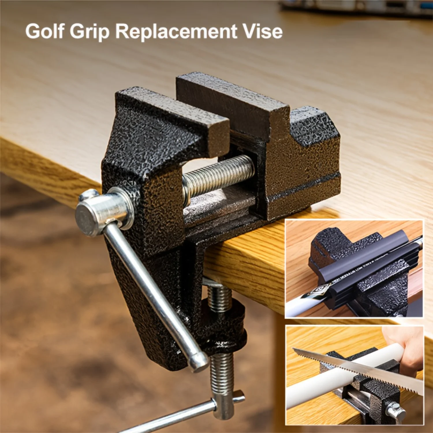 Mini vise for regripping golf clubs - 2in table clamp & rubber vise - repair tool for precision grip repairs