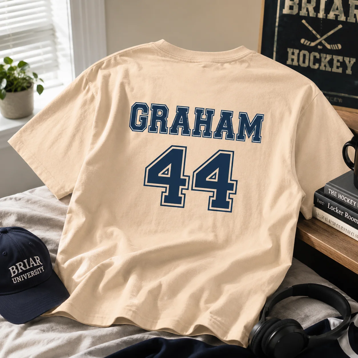 TV Off Campus Briar University Graham 44 Hockey Jersey O-Neck Sleeve Breathable Mesh Loose Fit Y2K Streetwear Casual Shirt