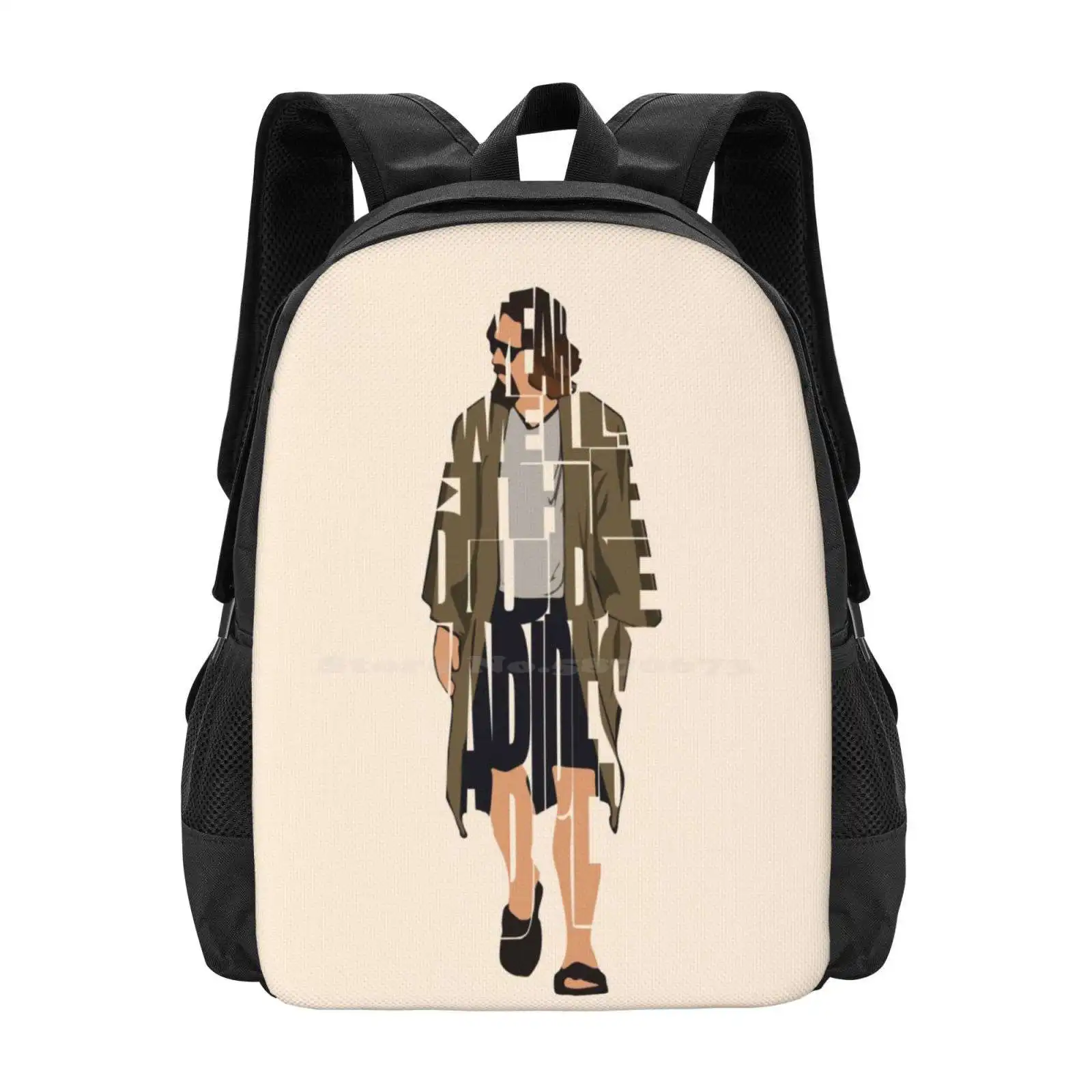 The Big Lebowski School Bags Travel Laptop Backpack Dude Abides The Big Lebowski The Dude Geekery Geeky Vector Typography