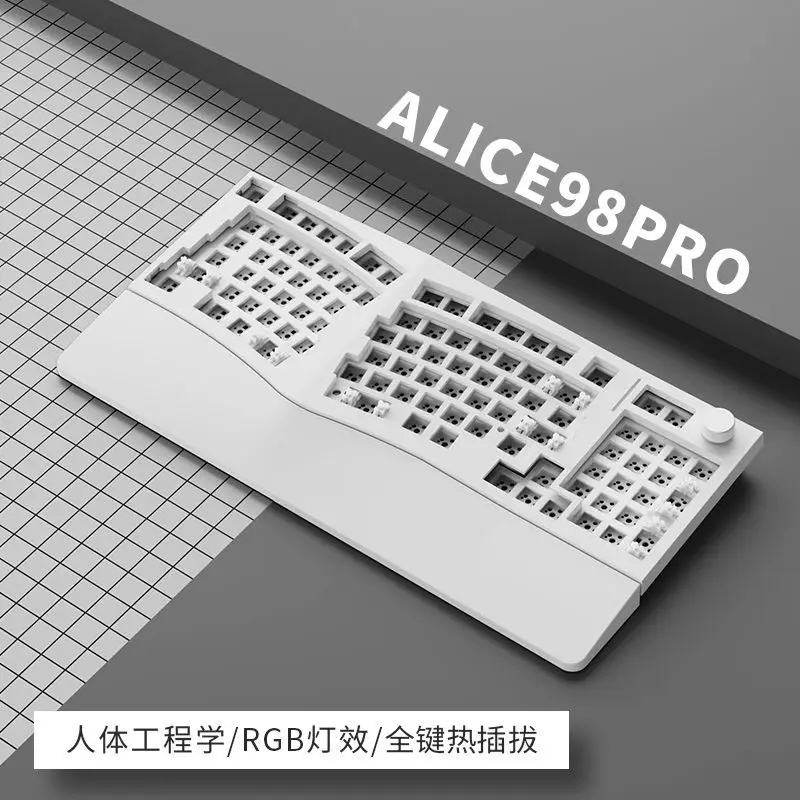 Imagem -03 - Teclado Mecánico de Modos Alice Rgb Teclados Inalámbricos Ergonomía Teclado de Juego Personalizado Alice98 Pro Intercambiable en Caliente Alice98pro